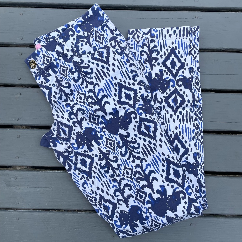 Blue And White Patterned Pants - image 2